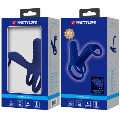 PRETTY LOVE ELISH ANILLO VIBRADOR CON EXTENSION AZUL