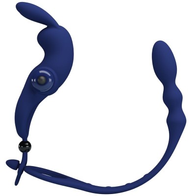 PRETTY LOVE AYAD ANILLO VIBRADOR RABBIT CON PLUG AZUL