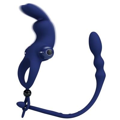 PRETTY LOVE AYAD ANILLO VIBRADOR RABBIT CON PLUG AZUL
