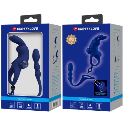 PRETTY LOVE AYAD ANILLO VIBRADOR RABBIT CON PLUG AZUL
