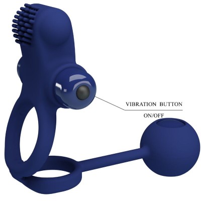 PRETTY LOVE REMINGTON DOBLE ANILLO VIBRADOR CON PLUG AZUL