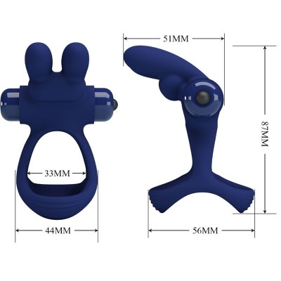 PRETTY LOVE FRANCISCO DOBLE ANILLO VIBRADOR RABBIT AZUL