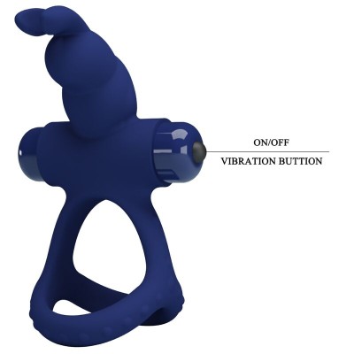 PRETTY LOVE LUCHITO DOBLE ANILLO VIBRADOR RABBIT AZUL