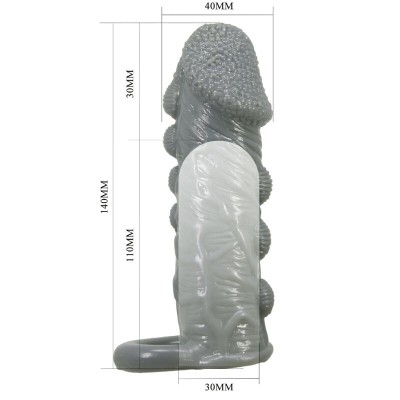 PRETTY LOVE FUNDA REALISTICA ALARGADORA Y RETARDANTE PARA PENE GRIS