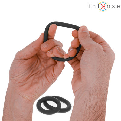 INTENSE HUGH 3 ANILLOS BASICOS PARA PENE SILICONA NEGRO