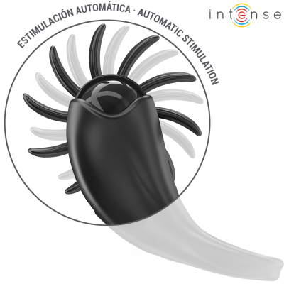 INTENSE MABEL ANILLO VIBRADOR 10 VIBRACIONES CON ESTIMULADOR DE CLITORIS NEGRO