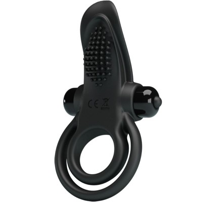 PRETTY LOVE DOBLE ANILLO VIBRADOR ESTIMULADOR CLITORIS 10 VIBRACIONES NEGRO