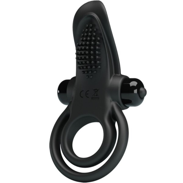 PRETTY LOVE DOBLE ANILLO VIBRADOR ESTIMULADOR CLITORIS 10 VIBRACIONES NEGRO
