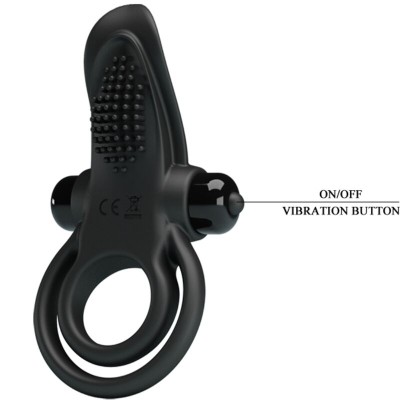 PRETTY LOVE DOBLE ANILLO VIBRADOR ESTIMULADOR CLITORIS 10 VIBRACIONES NEGRO