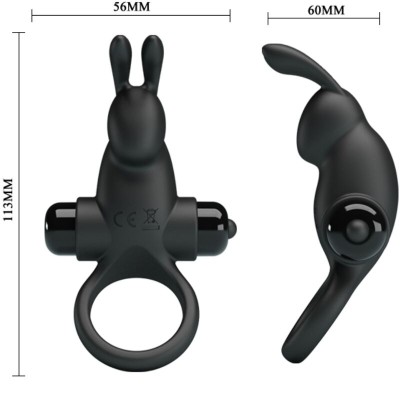 PRETTY LOVE ANILLO VIBRADOR ESTIMULADOR RABBIT CLITORIS 10 VIBRACIONES NEGRO