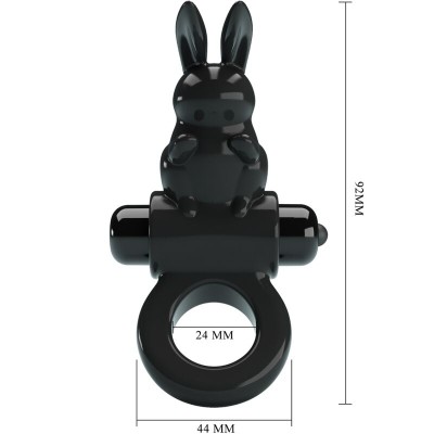 PRETTY LOVE EXCITING RING ANILLO VIBRADOR RABBIT 10 VIBRACIONES NEGRO