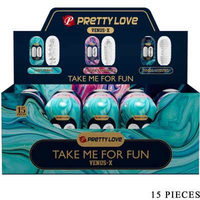 PRETTY LOVE VENUS X 15 MASTURBADORES MASCULINOS SILICONA BLANCO
