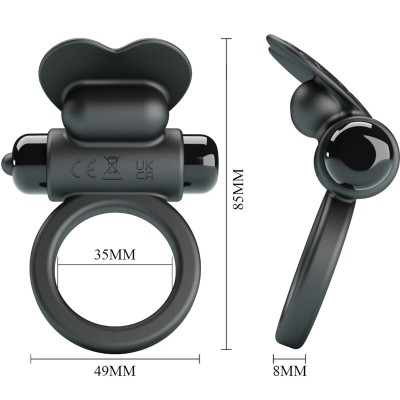 PRETTY LOVE DEBONAIRE ANILLO VIBRADOR CONEJO 10 VIBRACIONES NEGRO