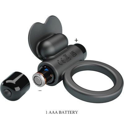 PRETTY LOVE DEBONAIRE ANILLO VIBRADOR CONEJO 10 VIBRACIONES NEGRO