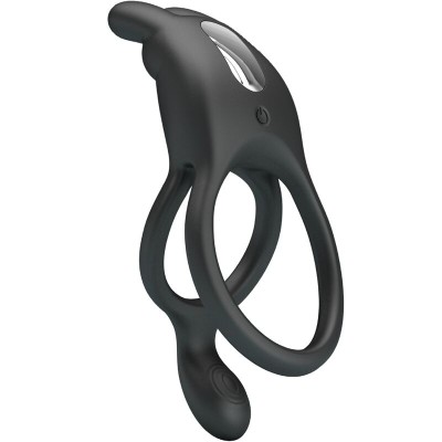 PRETTY LOVE SETH DOBLE ANILLO VIBRADOR RABBIT 7 VIBRACIONES NEGRO