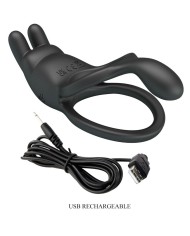 PRETTY LOVE SETH DOBLE ANILLO VIBRADOR RABBIT 7 VIBRACIONES NEGRO