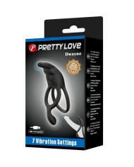 PRETTY LOVE SETH DOBLE ANILLO VIBRADOR RABBIT 7 VIBRACIONES NEGRO