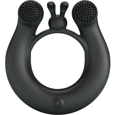 PRETTY LOVE DAHLIA ANILLO VIBRADOR ESTIMULADOR DE CLITOIS 12 VIBRACIONES NEGRO