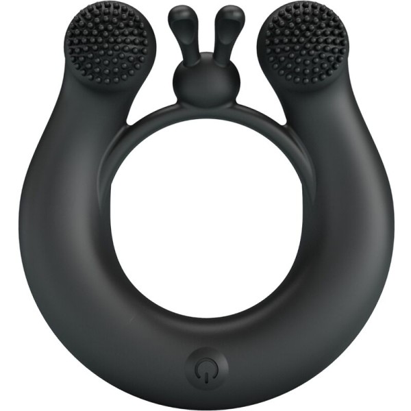 PRETTY LOVE DAHLIA ANILLO VIBRADOR ESTIMULADOR DE CLITOIS 12 VIBRACIONES NEGRO