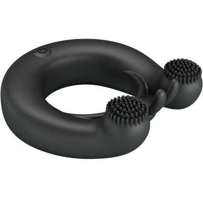 PRETTY LOVE DAHLIA ANILLO VIBRADOR ESTIMULADOR DE CLITOIS 12 VIBRACIONES NEGRO