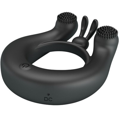 PRETTY LOVE DAHLIA ANILLO VIBRADOR ESTIMULADOR DE CLITOIS 12 VIBRACIONES NEGRO