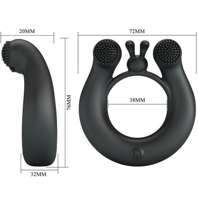 PRETTY LOVE DAHLIA ANILLO VIBRADOR ESTIMULADOR DE CLITOIS 12 VIBRACIONES NEGRO