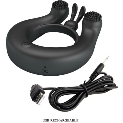 PRETTY LOVE DAHLIA ANILLO VIBRADOR ESTIMULADOR DE CLITOIS 12 VIBRACIONES NEGRO
