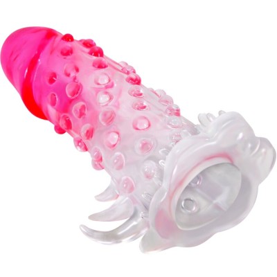 PRETTY LOVE WILFORD FUNDA REALISTICA ALARGADORA CON RELIEVE PARA PENE ROSA