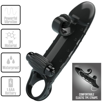ROMANCE FUNDA PARA PENE CON VIBRACION NEGRO
