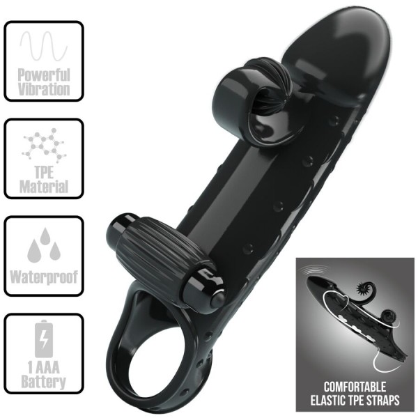 ROMANCE FUNDA PARA PENE CON VIBRACION NEGRO