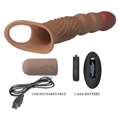 PRETTY LOVE FUNDA PARA PENE TEXTURIZADA CON VIBRACION Y CONTROL REMOTO