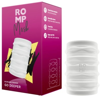 ROMP MOSH MASTURBADOR MASCULINO TRANSPARENTE CON FUNDA REVERSBLE DE 6 CM