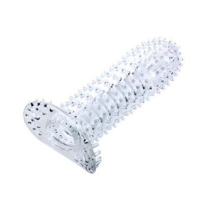 BAILE FUNDA PARA PENE CON PUNTOS ESTIMULANTES MORADO 14 CM