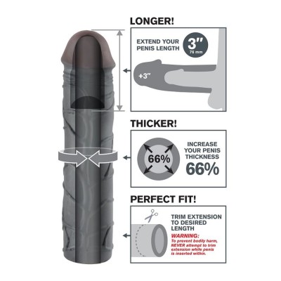 FANTASY X TENSIONS MEGA 3 EXTENSION NEGRO PARA EL PENE