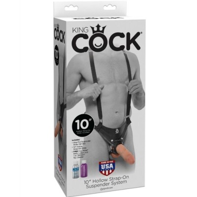 KING COCK STRAP ON CON DILDO HUECO 255 CM Y TIRANTES NEGRO