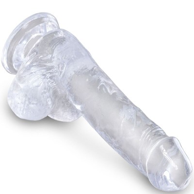 KING COCK CLEAR PENE REALISTICO CON TESTICULOS 135 CM TRANSPARENTE