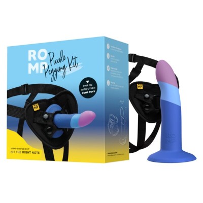 ROMP PICCOLO ARNES DILDO SILICONA CON VENTOSA TRICOLOR 14 CM