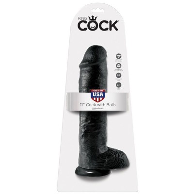 KING COCK PENE REALISTICO NEGRO 28 CM
