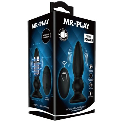 MR PLAY VIBRADOR POTENTE CONTROL REMOTO ANAL PLUG NEGRO
