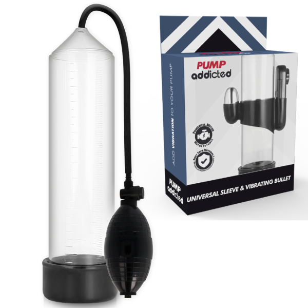 PUMP ADDICTED BOMBA ERECCION RX3 TRANSPARENTE CON VIBRADOR