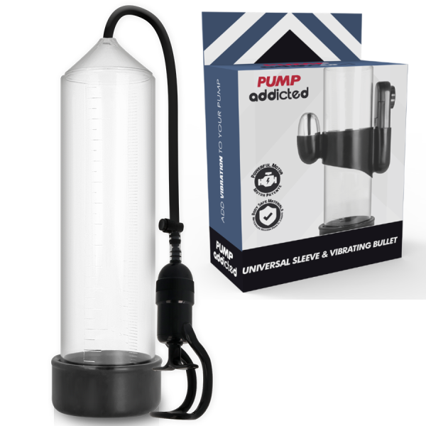 PUMP ADDICTED BOMBA ERECCION RX5 TRANSPARENTE CON VIBRADOR