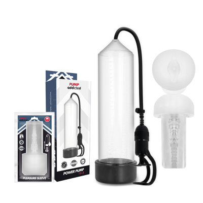 PUMP ADDICTED BOMBA ERECCION RX5 TRANSPARENTE CON MASTURBADOR