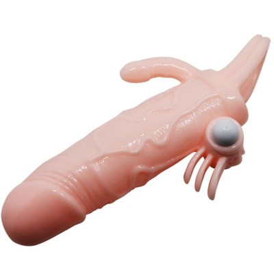 BAILE BRAVE MAN FUNDA PENE ANAL Y CLITORIS VIBRADOR 165 CM NATURAL