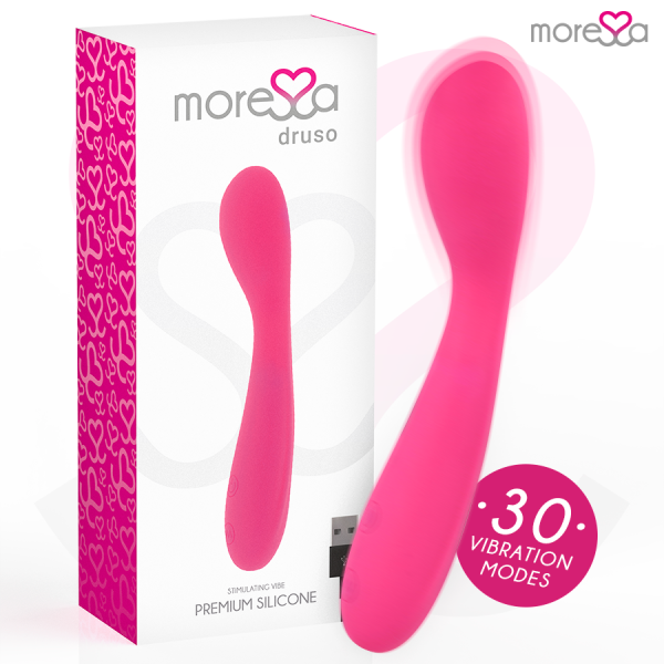 MORESSA DRUSO MASAJEADOR DUO PUNTO G Y SUERO PELVICO PREMIUM SILICONE RECARGABLE