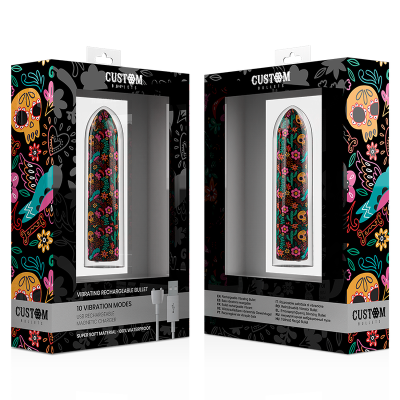 CUSTOM BULLETS BALA RECARGABLE SKULL 10 INTENSIDADES