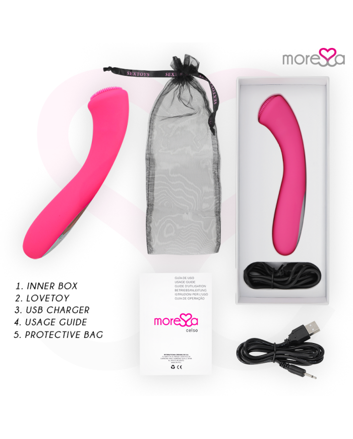 MORESSA CELSO MASAJEADOR DUO PUNTO G Y SUERO PELVICO PREMIUM SILICONE RECARGABLE