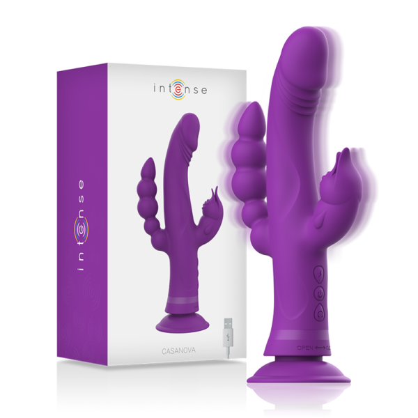 INTENSE CASANOVA VIBRADOR RABBIT SILICONA TRIPLE MOTOR MORADO
