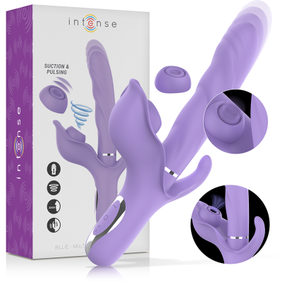INTENSE BILLIE VIBRADOR MULTIFUNCION RECARGABLE SUCCIONADOR CON PULSADOR MORADO