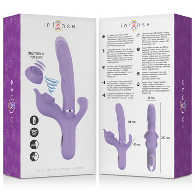 INTENSE BILLIE VIBRADOR MULTIFUNCION RECARGABLE SUCCIONADOR CON PULSADOR MORADO