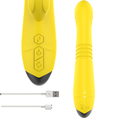 INTENSE TOKY VIBRADOR MULTIFUNCION RECARGABLE UP DOWN CON ESTIMULADOR DE CLITORIS AMARILLO